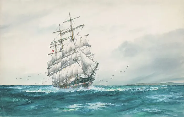 Framed Print : Norwegian Sailer beating up Channel in a fresh wind Framed Print : Norwegian Sailer beating up Channel in a fresh wind