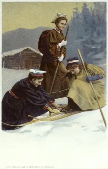 Framed Print : Norwegian Types (2 / 5) - Putting on Skis Framed Print : Norwegian Types (2 / 5) - Putting on Skis