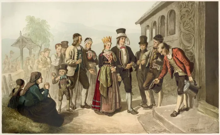 Framed Print : A Norwegian wedding party Date: circa 1851 Framed Print : A Norwegian wedding party Date: circa 1851