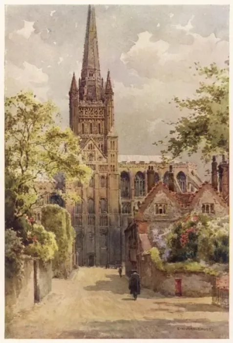 Framed Print : Norwich Cath. Precinct Framed Print : Norwich Cath. Precinct