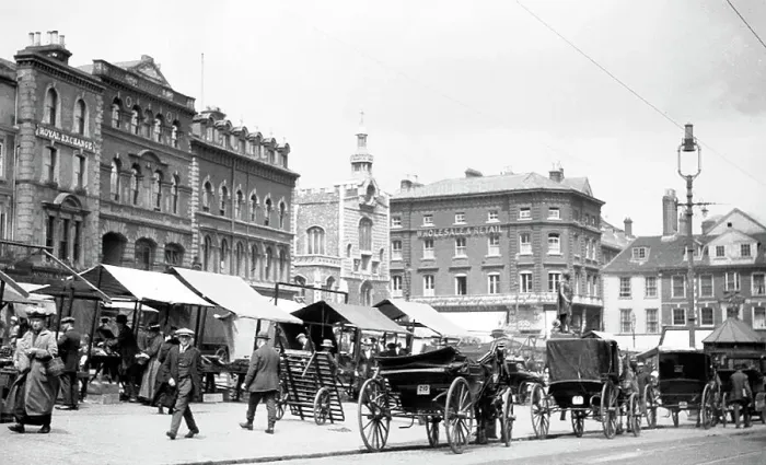 Framed Print : Norwich Market Place early 1900s Framed Print : Norwich Market Place early 1900s