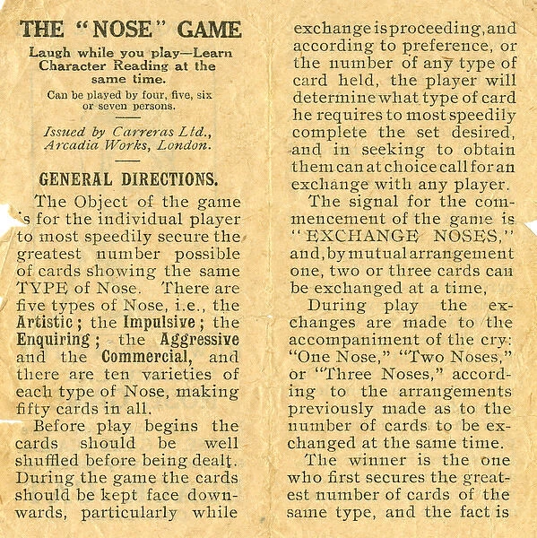 The Nose Game - General Directions