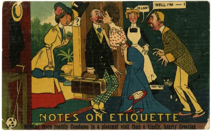 Framed Print : Notes on Etiquette - Greeted with a Kiss Framed Print : Notes on Etiquette - Greeted with a Kiss