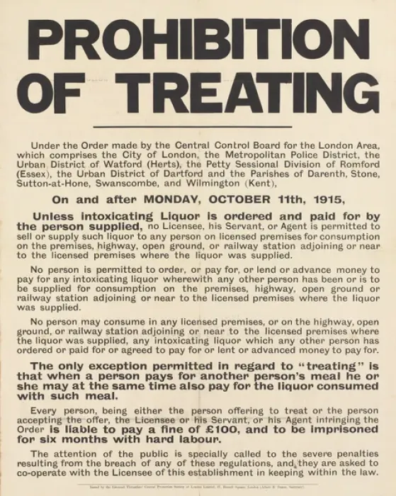 Framed Print : Notice published by London Licensed Victuallers, WW1