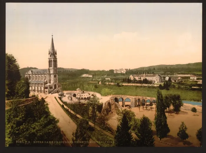 Framed Print : Notre Dame from Mount Calvary, Lourdes, Pyrenees, France Framed Print : Notre Dame from Mount Calvary, Lourdes, Pyrenees, France