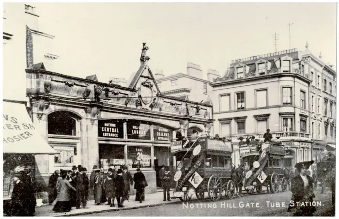 Framed Print : Notting Hill Gate Underground Station, street view Framed Print : Notting Hill Gate Underground Station, street view