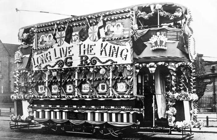 Framed Print : Nottingham decorated tram early 1900s Framed Print : Nottingham decorated tram early 1900s