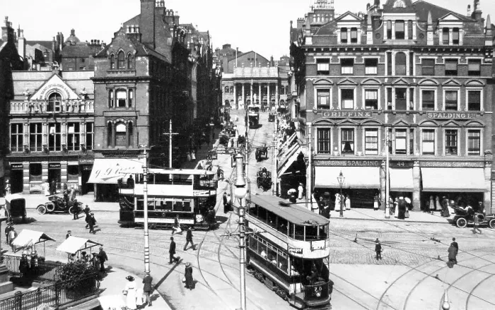 Framed Print : Nottingham Market Street and Long Row early 1900s Framed Print : Nottingham Market Street and Long Row early 1900s