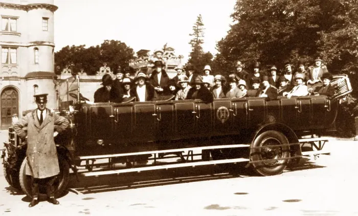 Framed Print : Nottingham Wollaton Hall charabanc outing probably 1920s Framed Print : Nottingham Wollaton Hall charabanc outing probably 1920s