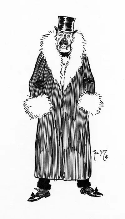 Framed Print : Nouveau Riche Gentleman in excessive fur-trimmed coat Framed Print : Nouveau Riche Gentleman in excessive fur-trimmed coat