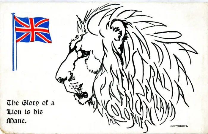 Framed Print : Novelty Patriotic Lion, mane spells British Empire colonies Framed Print : Novelty Patriotic Lion, mane spells British Empire colonies