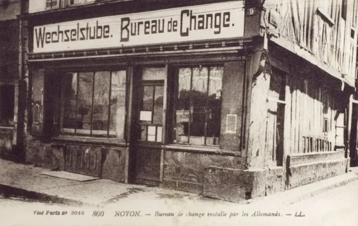 Framed Print : Noyon - Occupying Germans Bureau de Change Framed Print : Noyon - Occupying Germans Bureau de Change