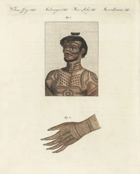 Framed Print : Nuku Hiva warrior and tattooed hand of Queen Katanuah Framed Print : Nuku Hiva warrior and tattooed hand of Queen Katanuah