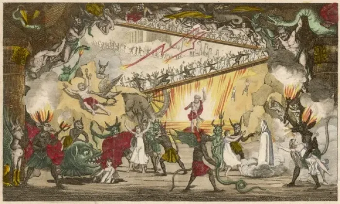 Framed Print : HELL. A number of sinners are subjected to a variety of punishments for Framed Print : HELL. A number of sinners are subjected to a variety of punishments for