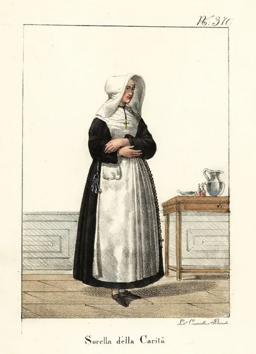 Framed Print : Nun in the robes of the Sisters of Charity, France Framed Print : Nun in the robes of the Sisters of Charity, France