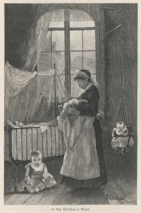 Framed Print : Nurse in Children Ward Framed Print : Nurse in Children Ward