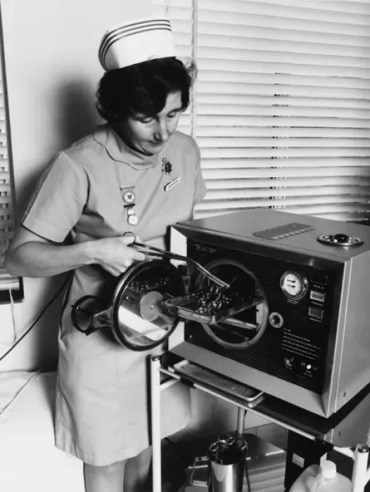 Framed Print : Nurse with equipment at the Medical Centre, Hendon Framed Print : Nurse with equipment at the Medical Centre, Hendon
