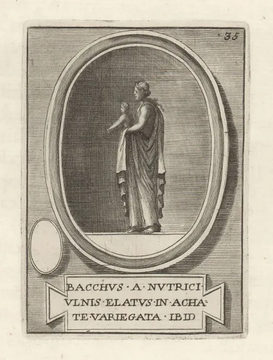 Framed Print : A nurse holding the Roman god of wine Bacchus Framed Print : A nurse holding the Roman god of wine Bacchus