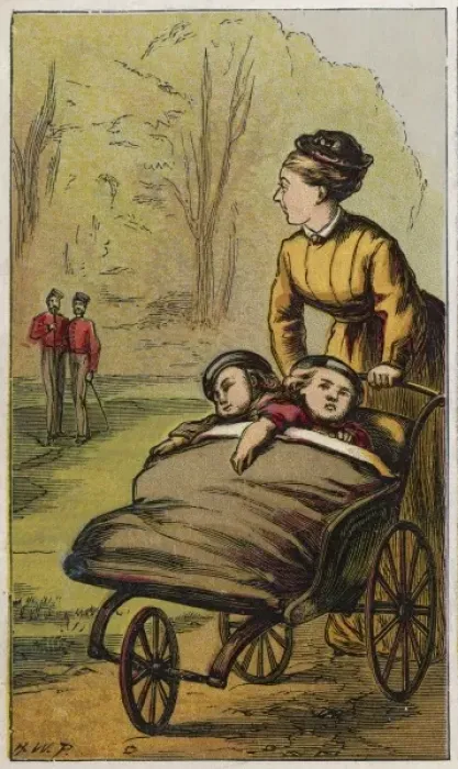 Framed Print : Nurse with Kids in Pram Framed Print : Nurse with Kids in Pram