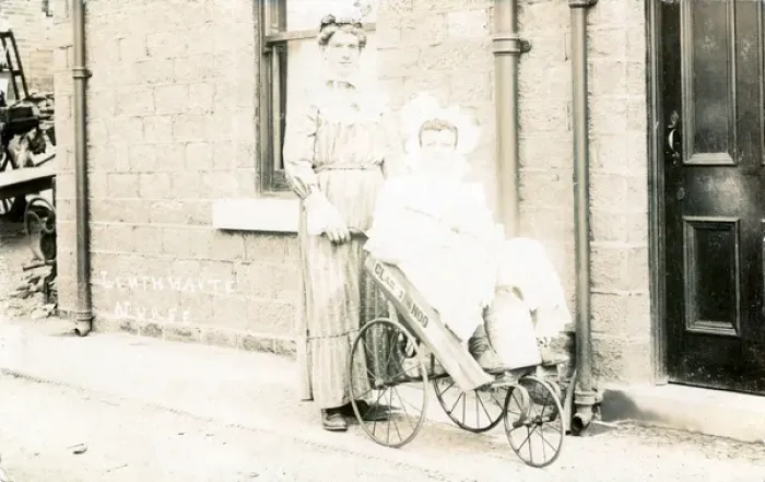 Framed Print : Nurse with Patient, Linthwaite, Yorkshire Framed Print : Nurse with Patient, Linthwaite, Yorkshire