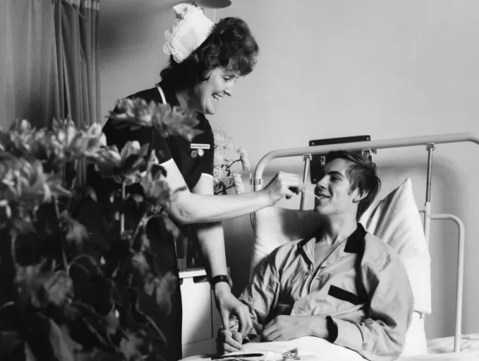 Framed Print : Nurse and patient at the Medical Centre, Hendon Framed Print : Nurse and patient at the Medical Centre, Hendon