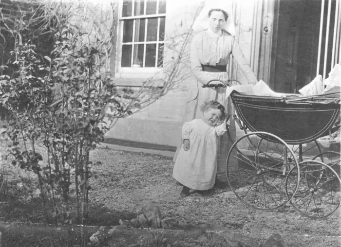 Framed Print : Nurse with pram and toddler Framed Print : Nurse with pram and toddler