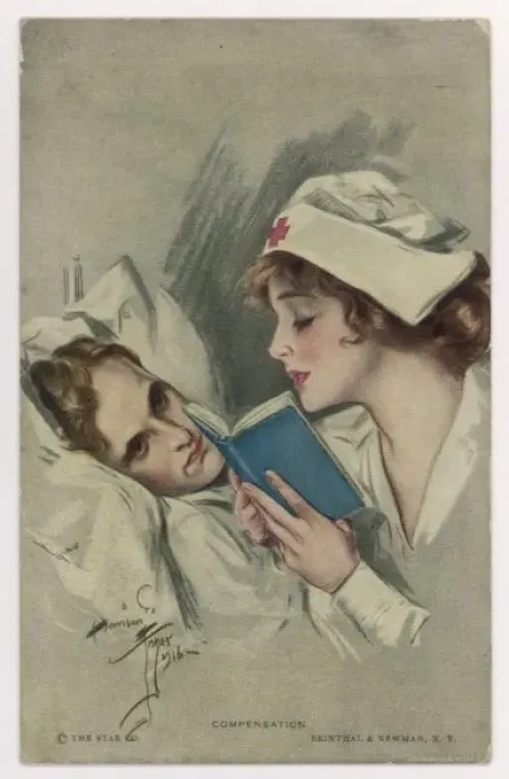 Framed Print : Nurse Reading to Patient Framed Print : Nurse Reading to Patient