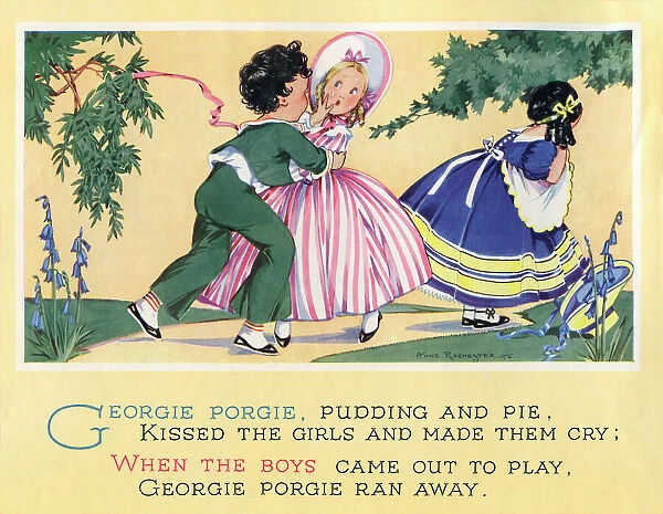 The nursery rhyme, Georgie Porgie, pudding and pie