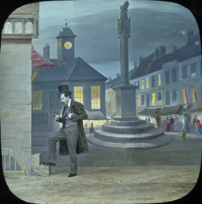 Framed Print : Nursery Rhymes - Dan listening to bells Framed Print : Nursery Rhymes - Dan listening to bells