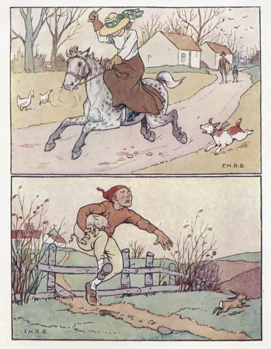 Framed Print : Nursery Rhymes -- runaway horse, Tom the Pipers Son Framed Print : Nursery Rhymes -- runaway horse, Tom the Pipers Son