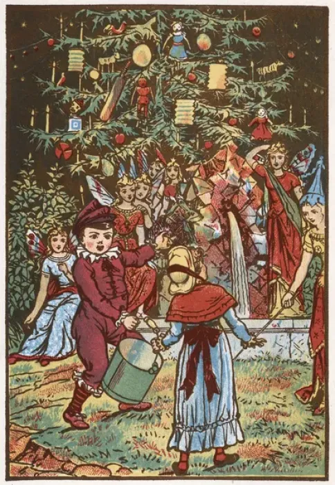 Framed Print : Nursery Tale - The Fairy Fountain - Jack and Jill Framed Print : Nursery Tale - The Fairy Fountain - Jack and Jill