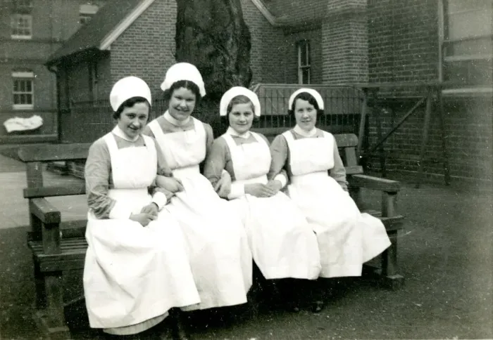 Framed Print : Nurses on bench Framed Print : Nurses on bench