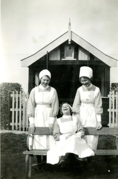 Framed Print : Three nurses in a garden Framed Print : Three nurses in a garden
