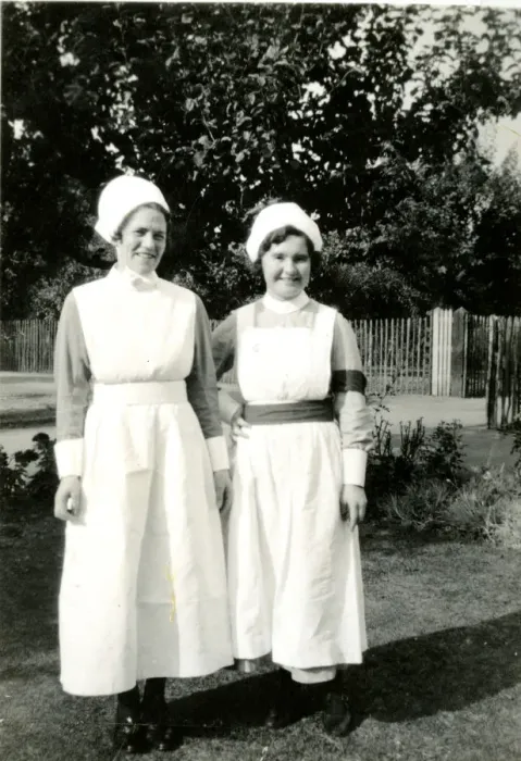 Framed Print : Two nurses in a garden Framed Print : Two nurses in a garden