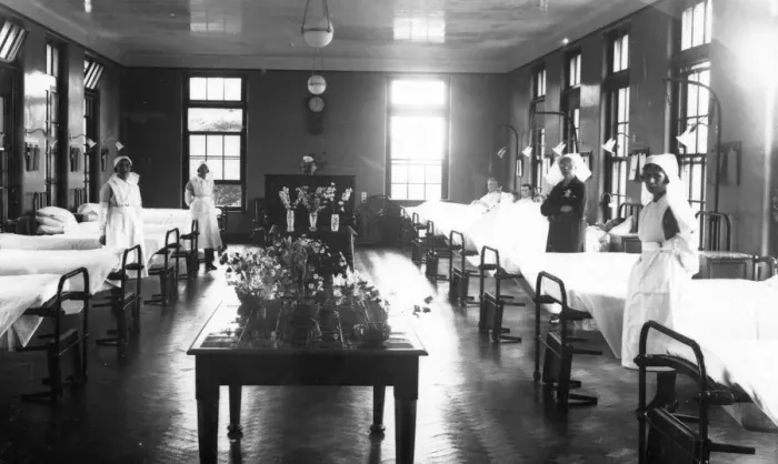Framed Print : Nurses in male hospital ward Framed Print : Nurses in male hospital ward