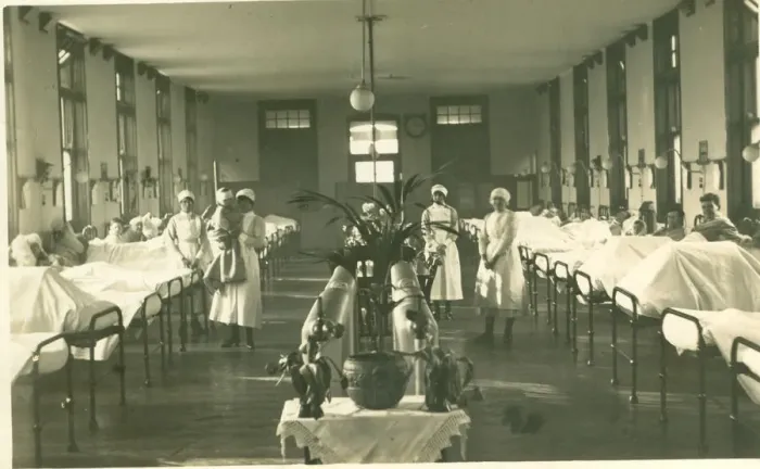 Framed Print : Nurses and patients in ward Framed Print : Nurses and patients in ward