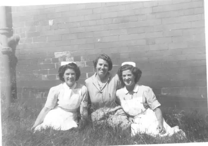 Framed Print : Two nurses and woman in mufti Framed Print : Two nurses and woman in mufti