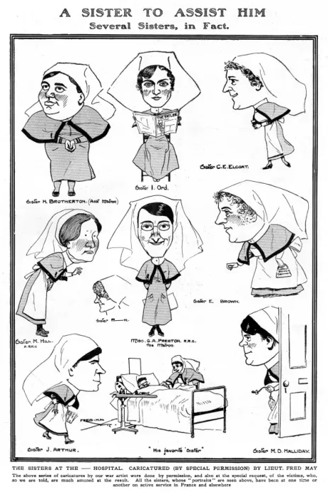 Framed Print : Nursing caricatures by Fred May, WW1 Framed Print : Nursing caricatures by Fred May, WW1
