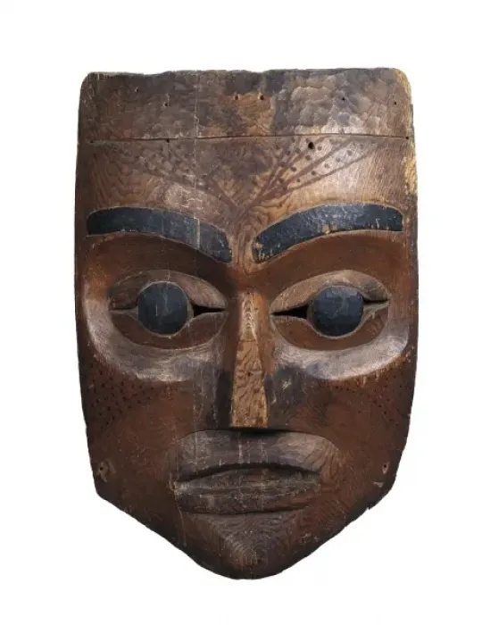Framed Print : Nutka mask made of wood, usually placed Framed Print : Nutka mask made of wood, usually placed