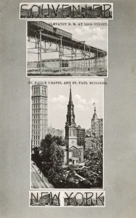 Framed Print : NYC - Elevated Railway at 110th Street and St. Pauls Chapel Framed Print : NYC - Elevated Railway at 110th Street and St. Pauls Chapel