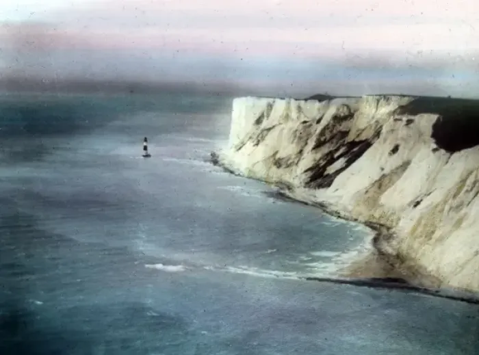 Framed Print : O E Simmonds aerial view of Beachy Head (tinted) Framed Print : O E Simmonds aerial view of Beachy Head (tinted)