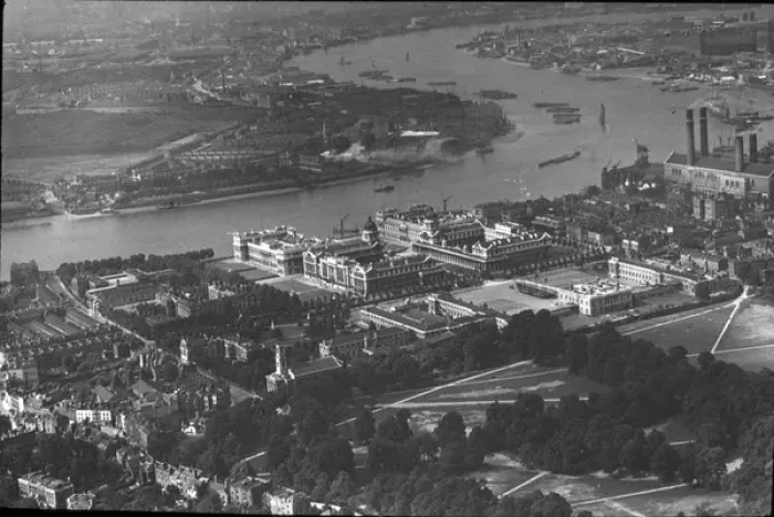 Framed Print : O E Simmonds aerial view of Greenwich Royal Naval Hospital Framed Print : O E Simmonds aerial view of Greenwich Royal Naval Hospital