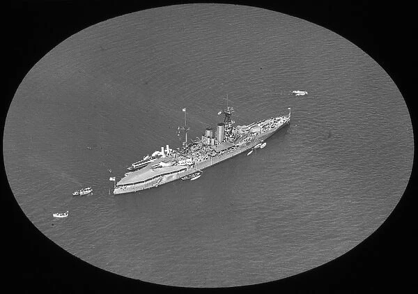 O E Simmonds aerial view of a Royal Navy warship