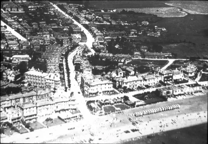 Framed Print : O E Simmonds aerial view of Sandown Isle of Wight Framed Print : O E Simmonds aerial view of Sandown Isle of Wight