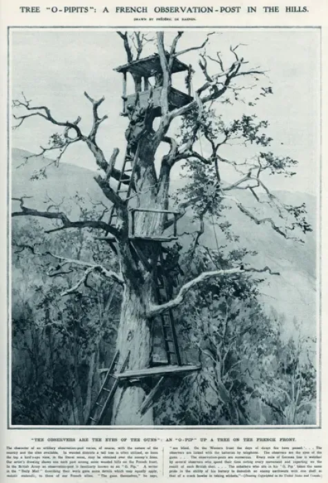 Framed Print : O- Pip A French observation post in a tree Framed Print : O- Pip A French observation post in a tree