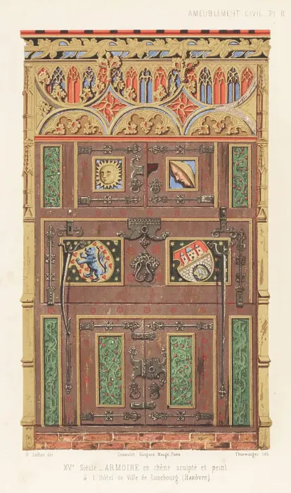 Framed Print : Oak wardrobe from Luneburg town hall, 15th century Framed Print : Oak wardrobe from Luneburg town hall, 15th century