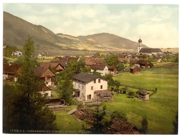 Framed Print : Oberammergau from Ettaler Street, Upper Bavaria, Germany Framed Print : Oberammergau from Ettaler Street, Upper Bavaria, Germany
