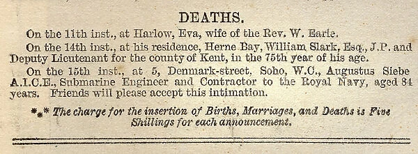 Obituary 20th April 1872