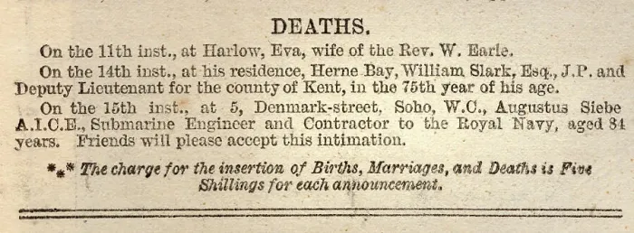 Framed Print : Obituary 20th April 1872 Framed Print : Obituary 20th April 1872