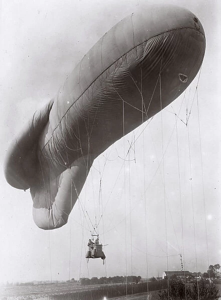 Observation balloon ascending, Abele, Belgium, WW1